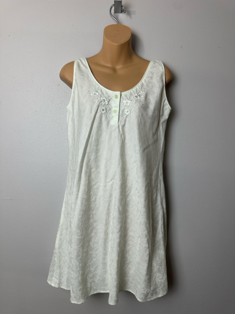 Miss Elaine Pastel Green Floral Short Nightgown Cottagecore Traditional